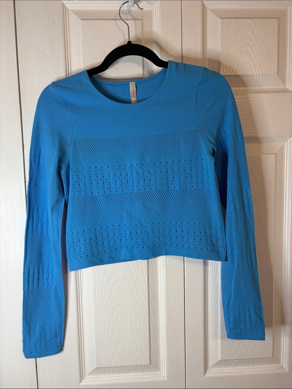 Free People FP Movement Cropped Long-Sleeve Athletic Top Blue M/L Medium Large
